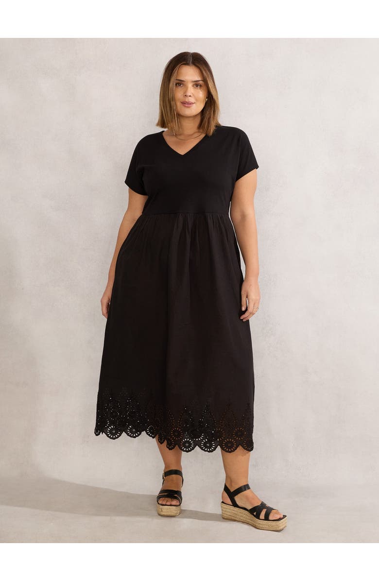 Live Unlimited Jersey Woven Mix T-Shirt Dress, Main, color, Black