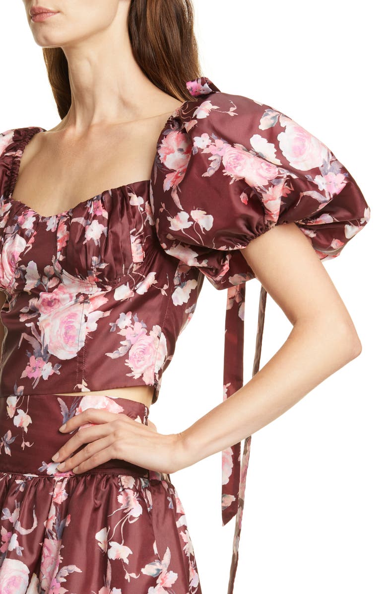 LoveShackFancy Jansen Puff Sleeve Crop Top, Alternate, color, 