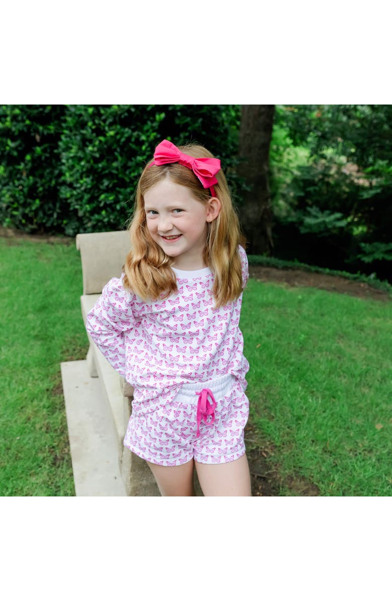 Lila and Hayes Stella Girls
 Sweatshirt Short Set, Alternate, color, Cartie Butterflies