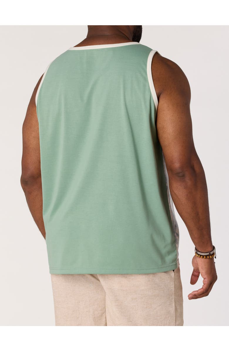 True Nation by DXL Big & Tall Palm Tree Sleeveless T-Shirt V2, Alternate, color, Sea Spray