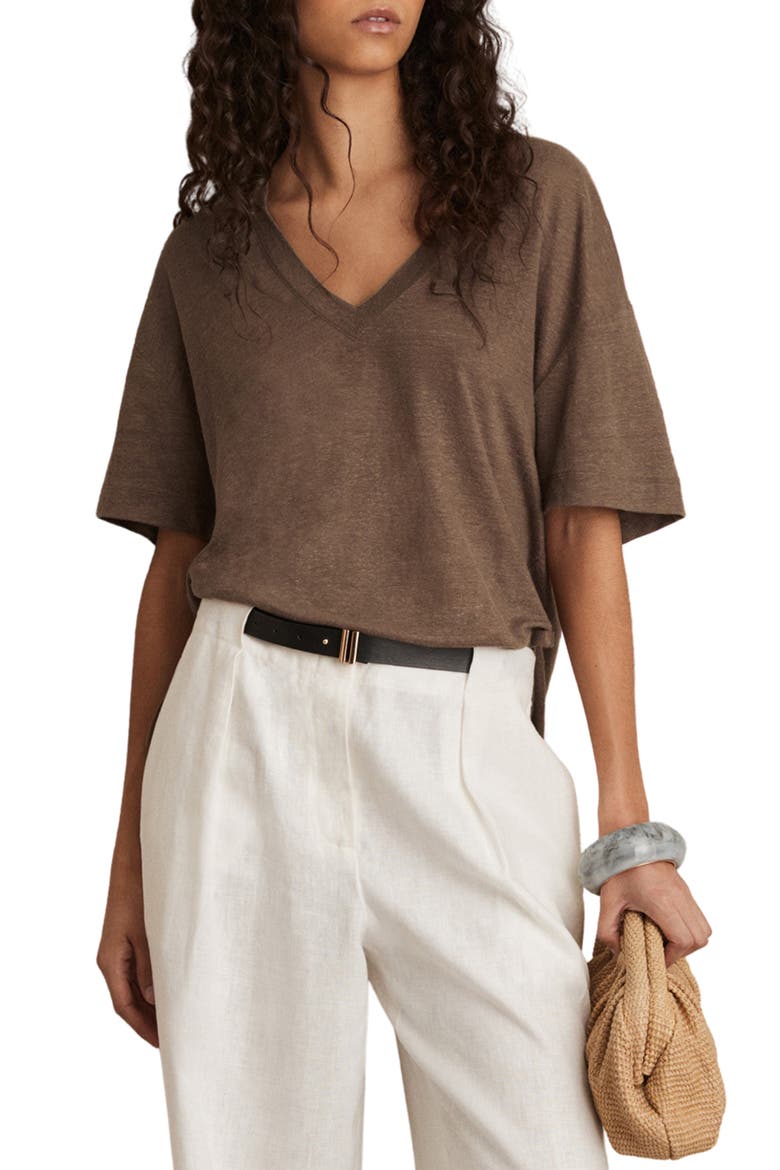 Ember Linen T-Shirt, Main, color, BROWN