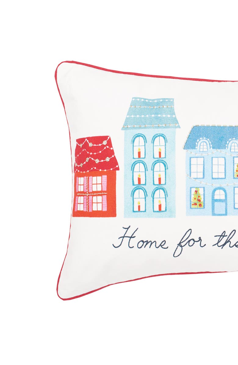 C&F Home Village Holiday Printed & Embellished Christmas Throw Pillow, Alternate, color, White