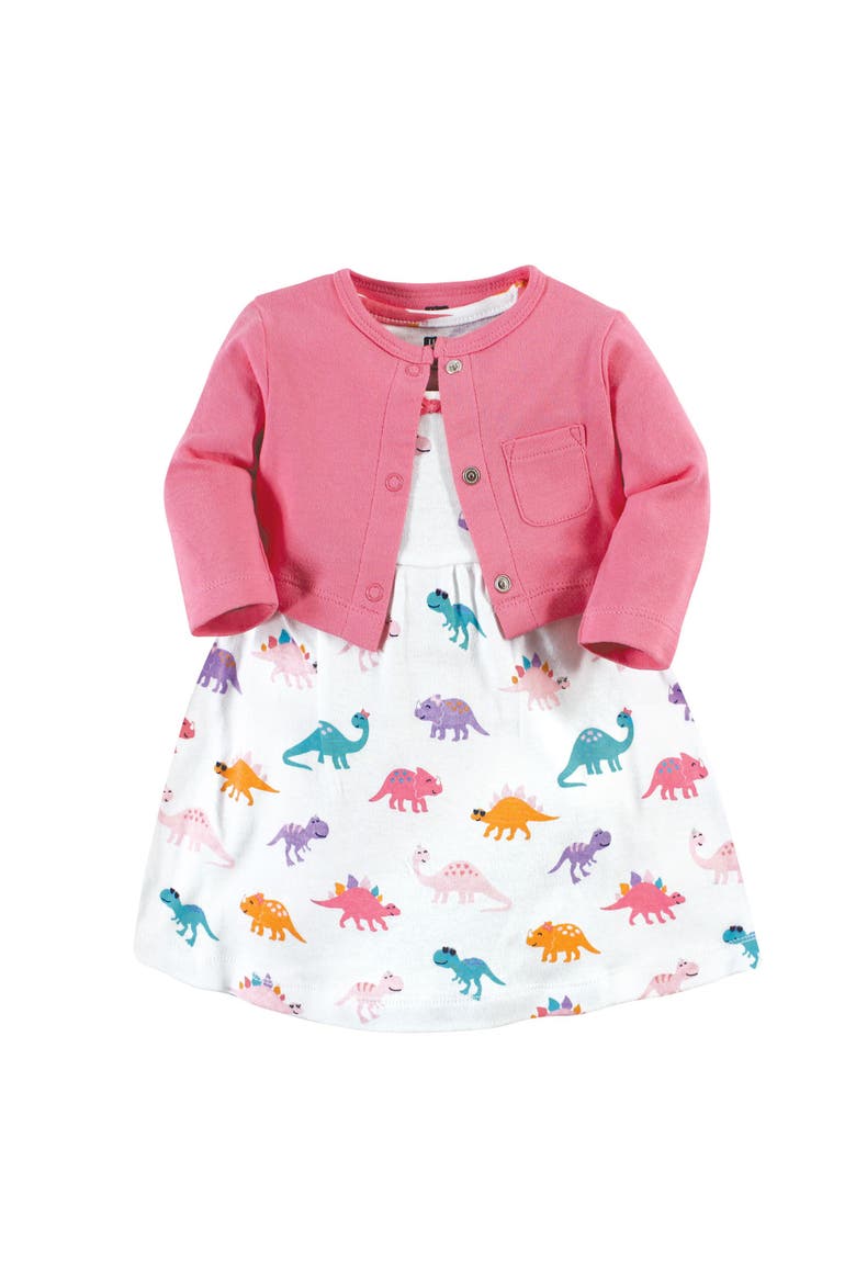 Cotton Dress and Cardigan Set, Main, color, Cute-A-Saurus