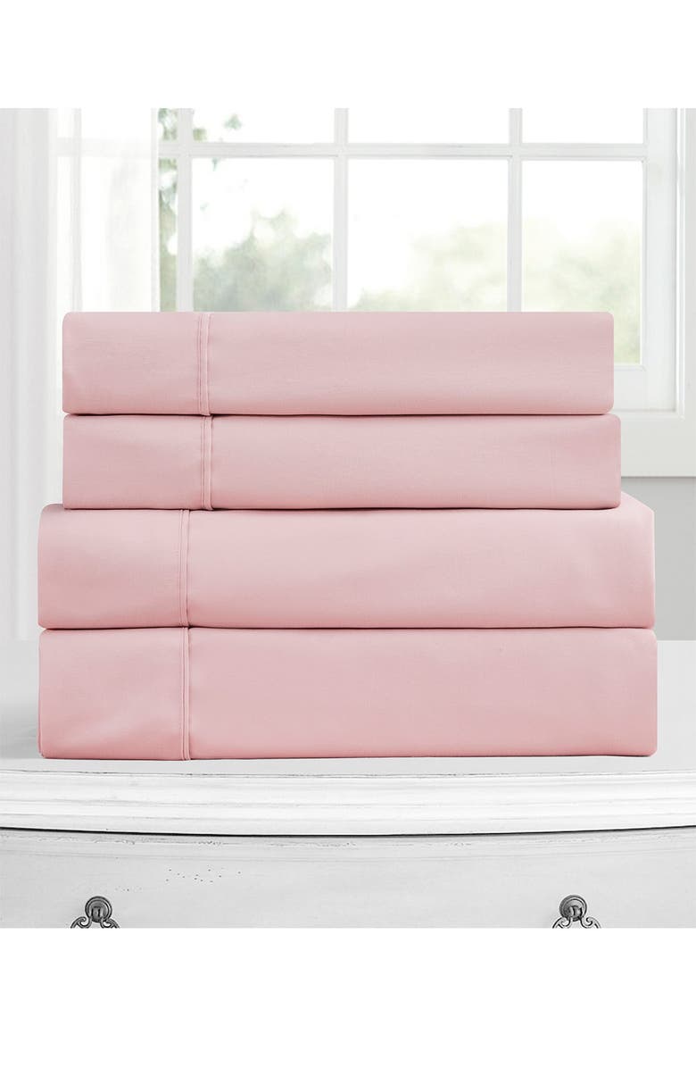 REJUVE King 130 GSM 4-Piece Superior Luxury Microfiber Sheet Set - Pink, Main, color, 