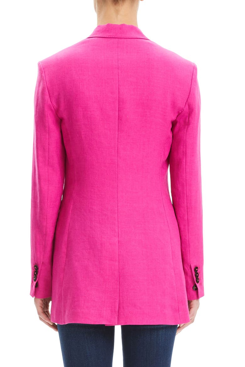 Double Breasted Linen Blazer, Alternate, color, POP FUCHSIA