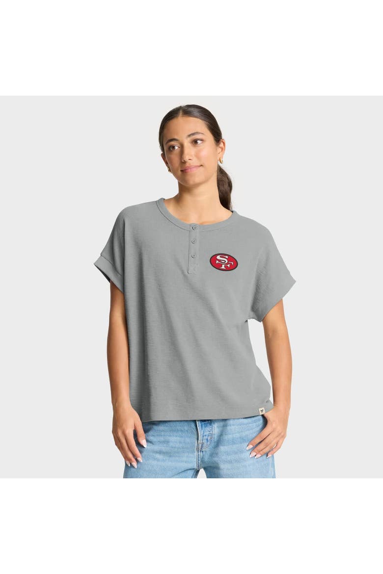 Women's Fanatics Heather Gray San Francisco 49ers Oversized Hometown Premium Henley Shirt, Main, color, Heather Gray