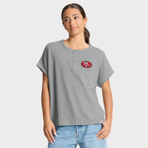 Women's Fanatics Heather Gray San Francisco 49ers Oversized Hometown Premium Henley Shirt