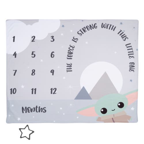 Lambs & Ivy Star Wars The Child/grogu/baby Yoda Fleece Milestone Blanket W/ Star In Gray