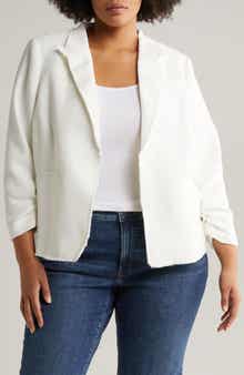 Halogen® Raw Hem Crop Blazer