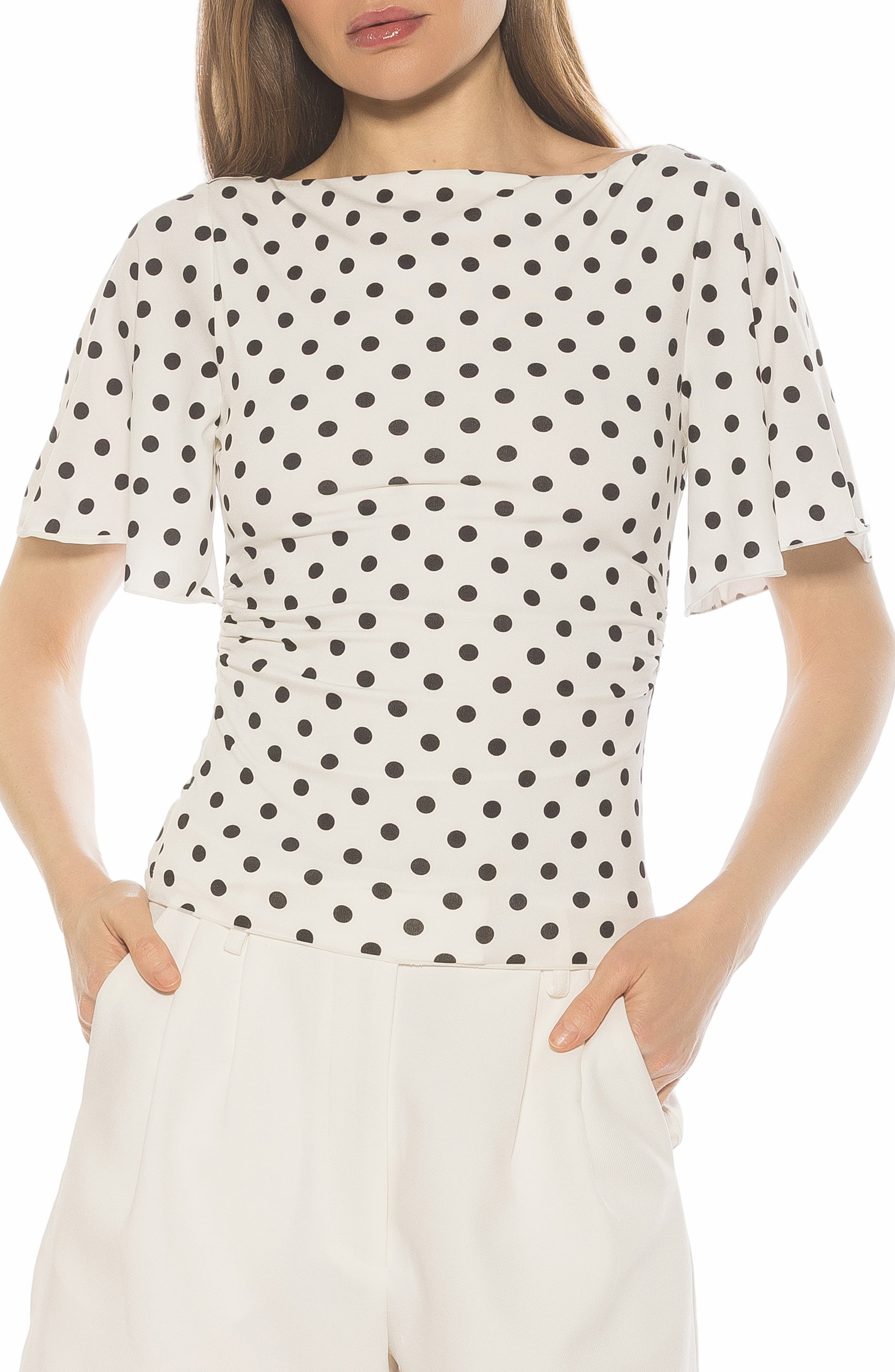 Jan Boat Neck Short Sleeve Ruched Top - image 3