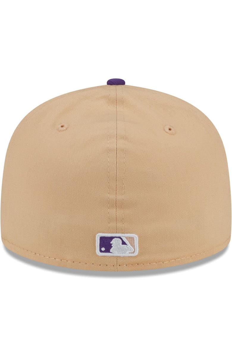 New Era Men's New Era Peach/Purple Miami Marlins 2003 World Series Side Patch 59FIFTY Fitted Hat, Alternate, color,