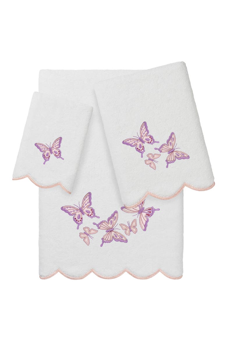 3-Piece Brittney Embroidered Turkish Cotton Towel Set, Main, color, WHITE/ PINK
