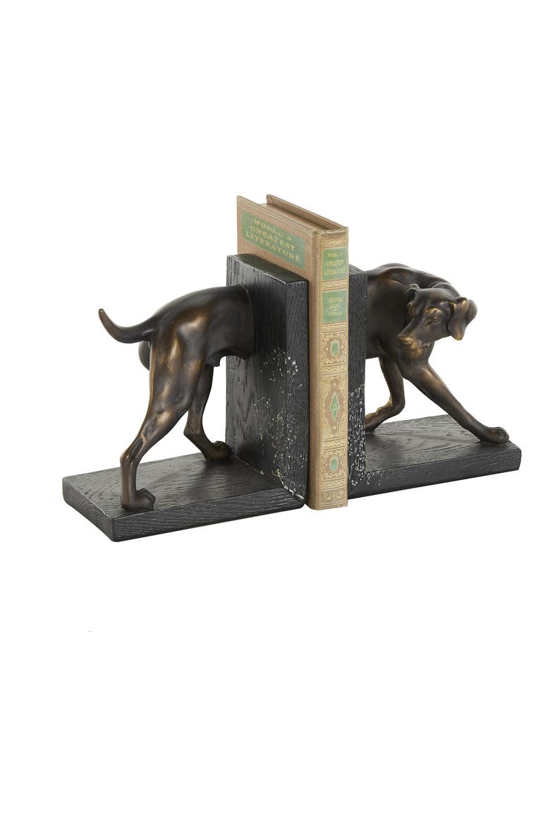 Greyhound Set of 2 Polystone Bookends, Alternate, color, BLACK