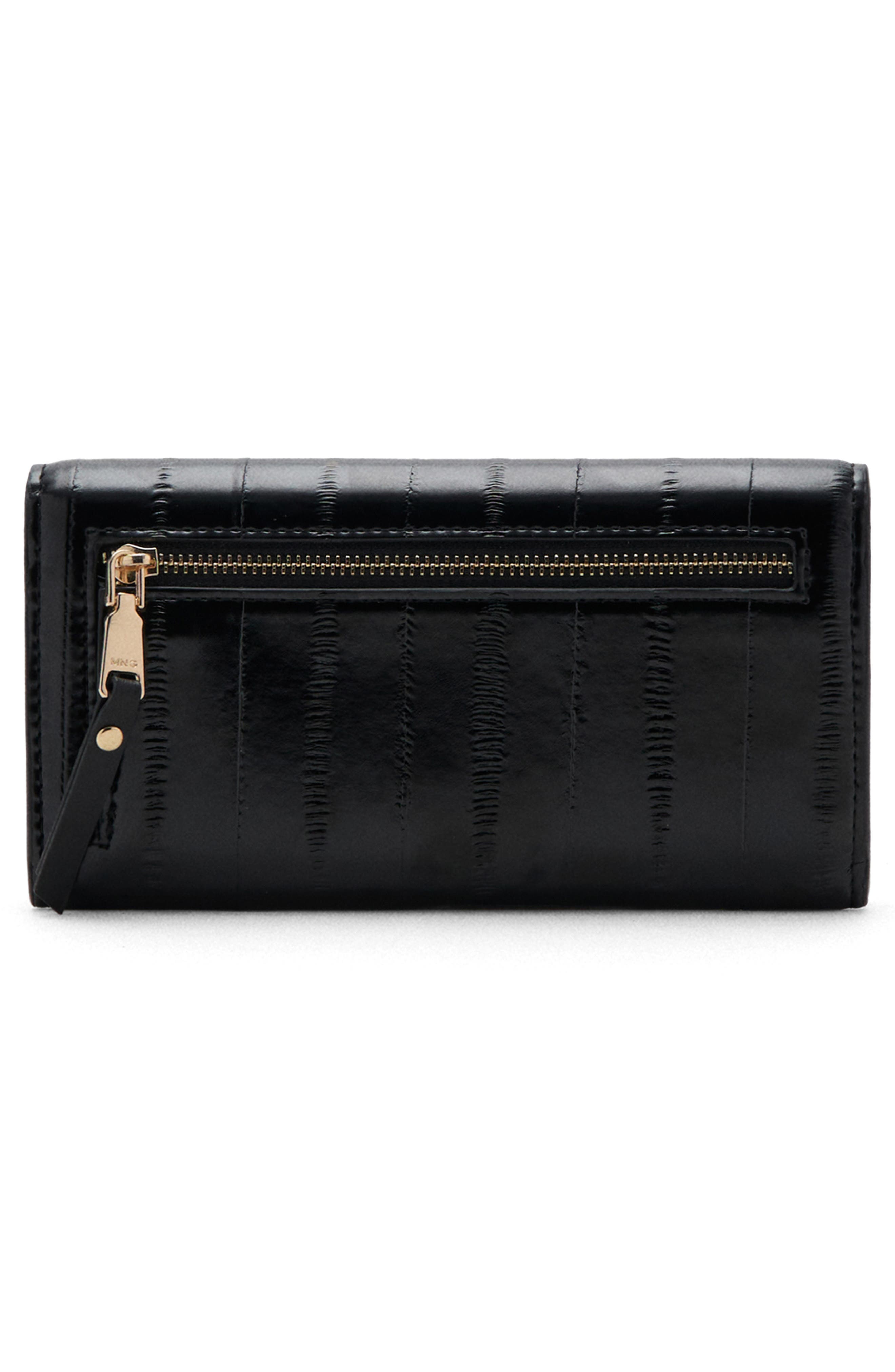 MANGO Large Textured Clutch, Alternate, color, Black
