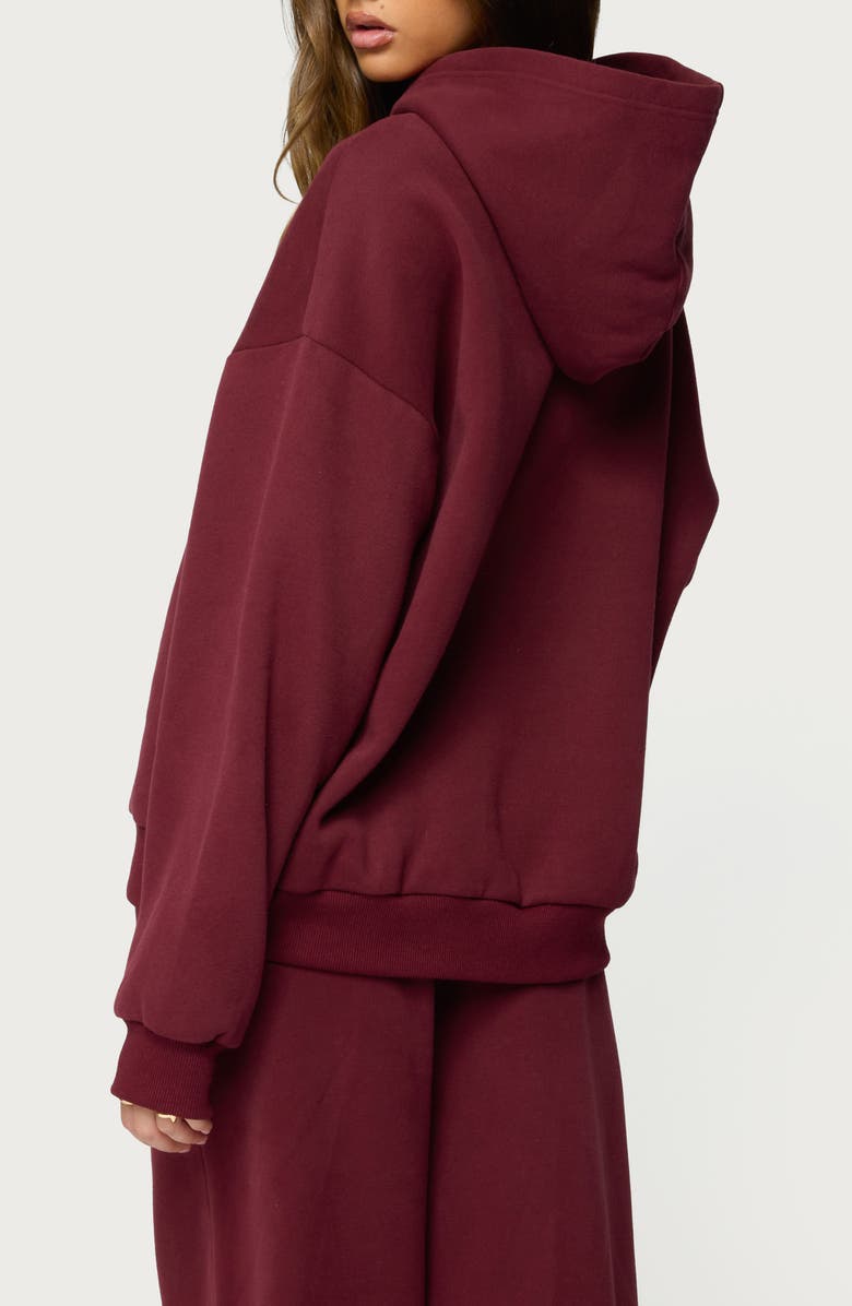 EDIKTED Totally Logo Hoodie, Alternate, color, Burgundy