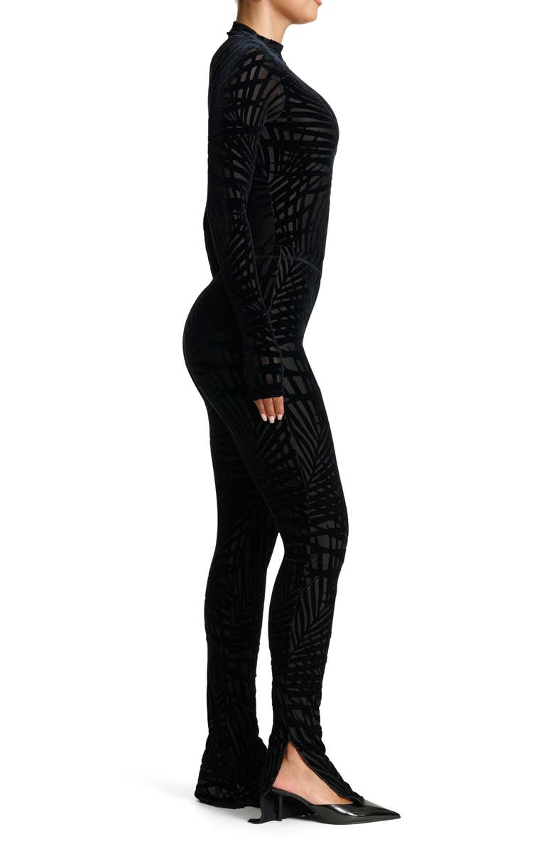 Naked Wardrobe Burnout Velvet Bootcut Slit Hem Pants, Alternate, color, 