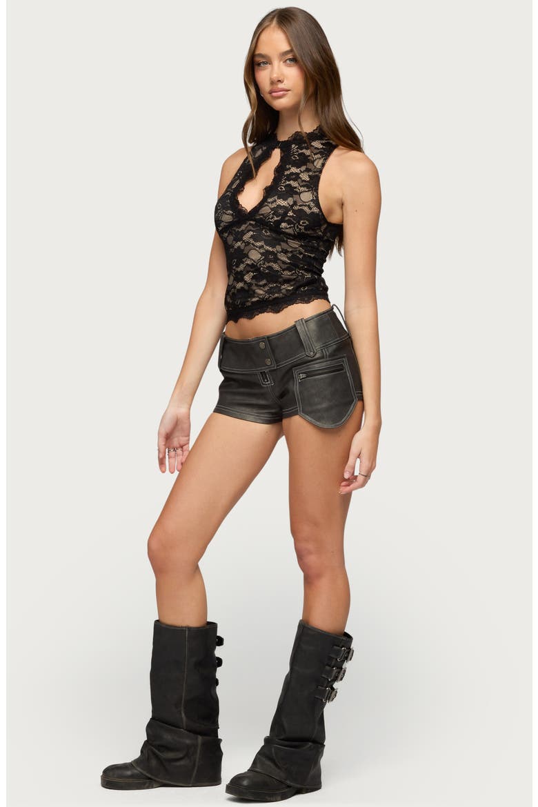 Frieda Keyhole Cutout Lace Top, Alternate, color, BLACK