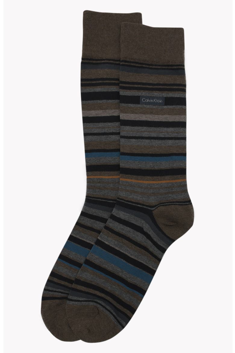 Multistripe Emblem Socks, Main, color, BROWN HTR