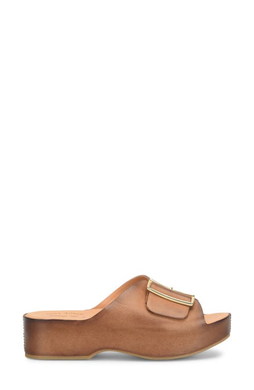 Kork-ease ® York Platform Slide Sandal In Brown Leather