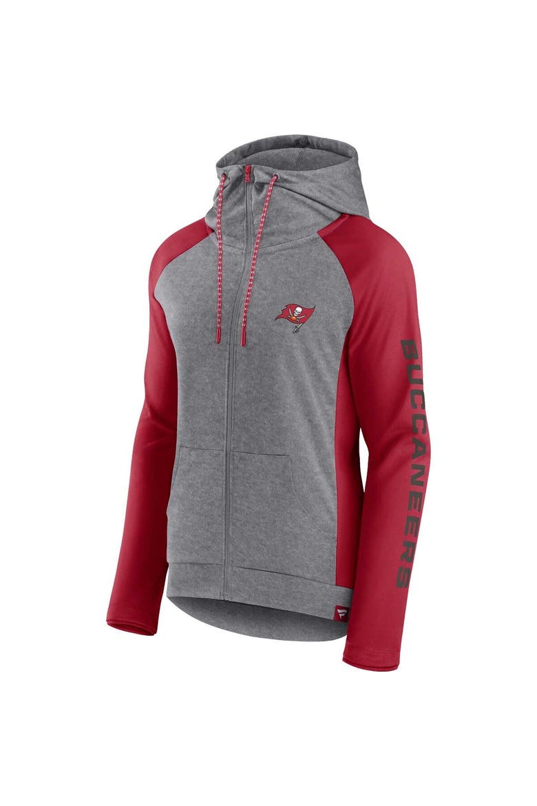 Women's Fanatics Branded  Heather Gray/College Red Tampa Bay Buccaneers Blind Side Lightweight Full-Zip Hoodie, Alternate, color, Heather Gray