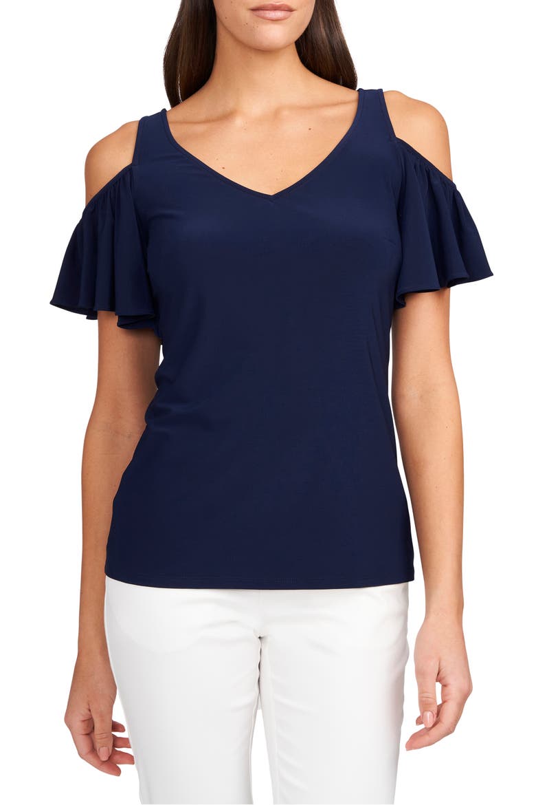 Cold Shoulder Top, Main, color, NAVY