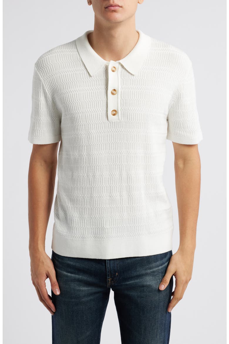Nathan Cotton Blend Polo Sweater, Main, color, WHITE