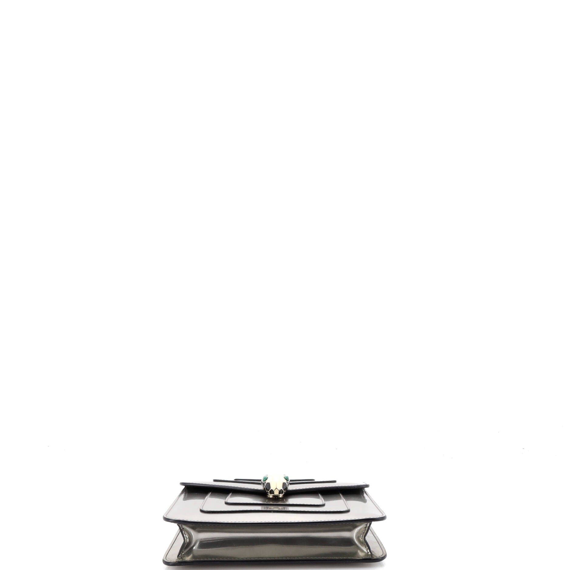 Serpenti Forever Square Shoulder Bag Metallic Leather Small, Alternate, color, Grey
