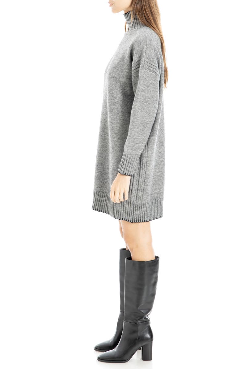 MAX STUDIO Long Sleeve Turtleneck Dress, Alternate, color, Charcoal/ Black