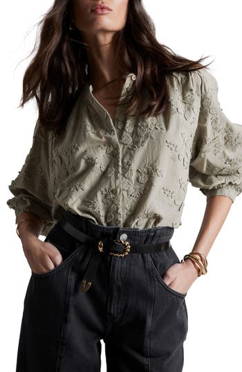 & Other Stories Floral Appliqué Blouse In Green