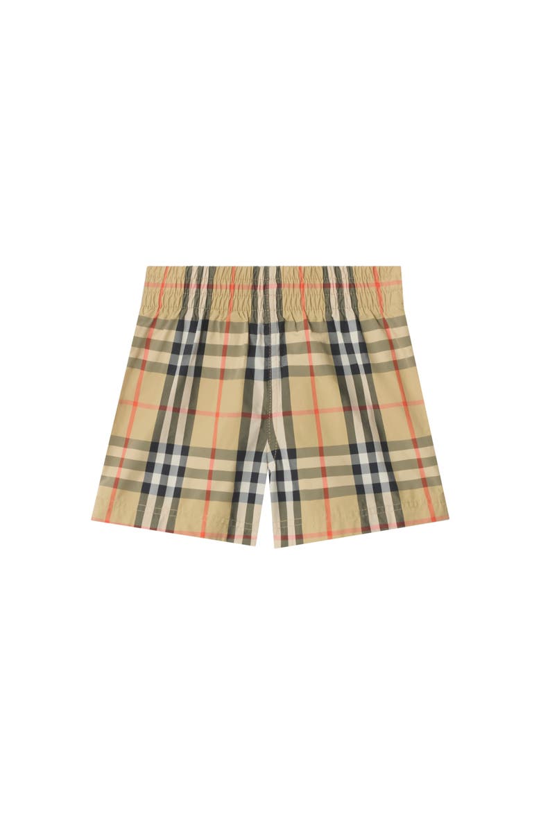 Burberry Check Swim Shorts, Main, color, Sand Beige