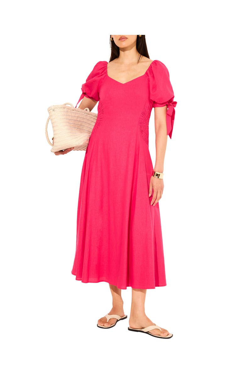 MINT VELVET Linen Blend Tie Detail Maxi Dress, Main, color, Pink
