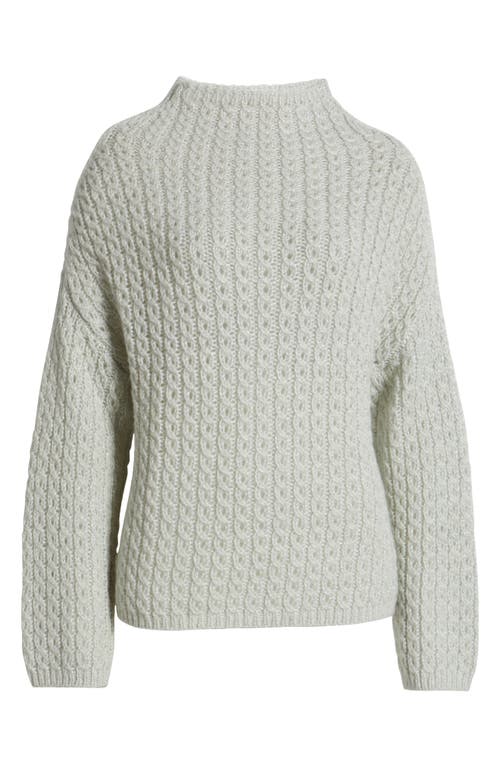 Tommy Bahama Shimmer Cable Stitch Chenille Wool Blend Sweater In Metallic Silver