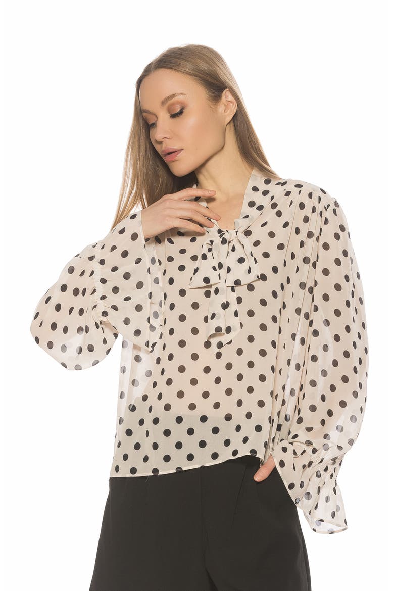 Bow Shirt, Alternate, color, IVORY POLKA