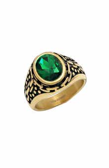 Men's 18k Gold Plated Imitation Stone Signet Ring