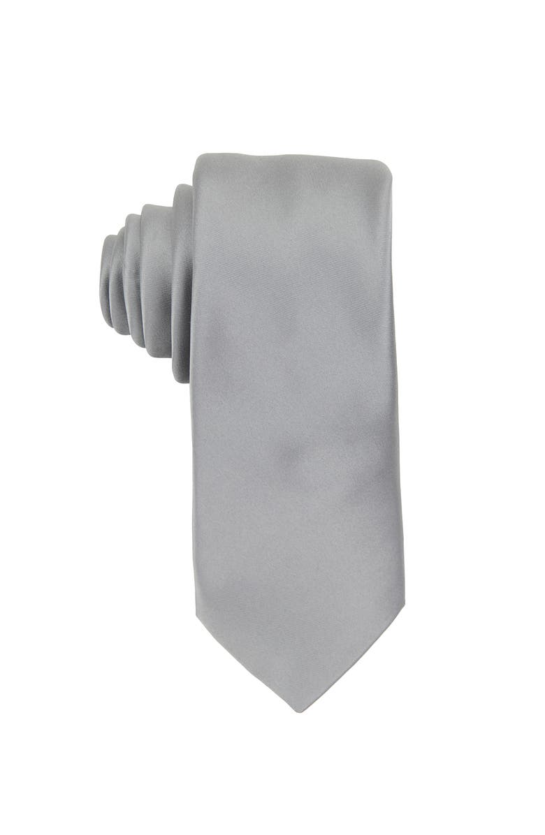 Brooklyn Brigade Men's Solid Satin X-Long Tie, Main, color, Slate