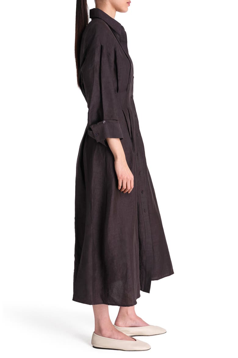 Pleated Maxi Shirtdress, Alternate, color, CHOCOLATE