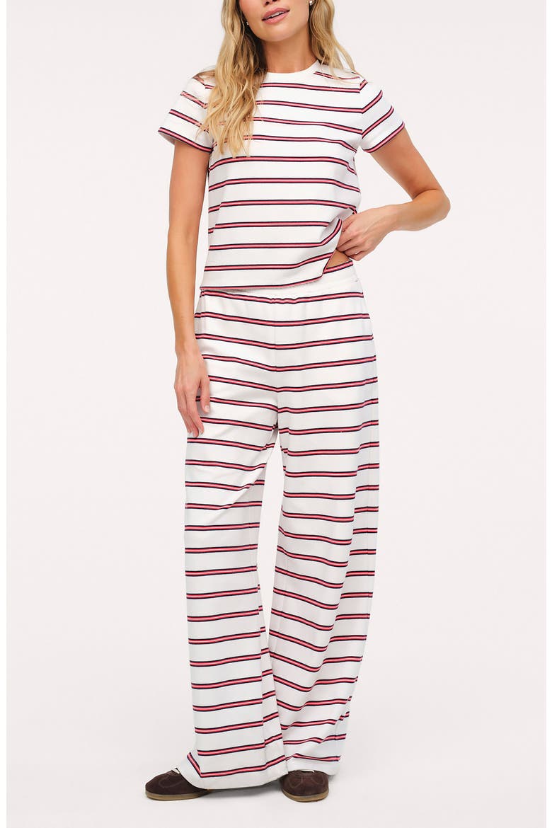 Golden Hour Stripe Stretch Cotton Top & Pants Set, Main, color, AMERICANA STRIPE