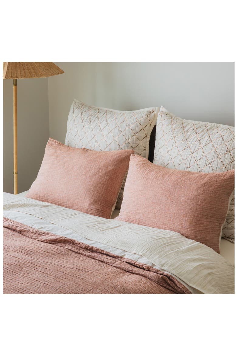 Set of 2 Crinkled Cotton & Linen Pillow Shams, Alternate, color, BROWN