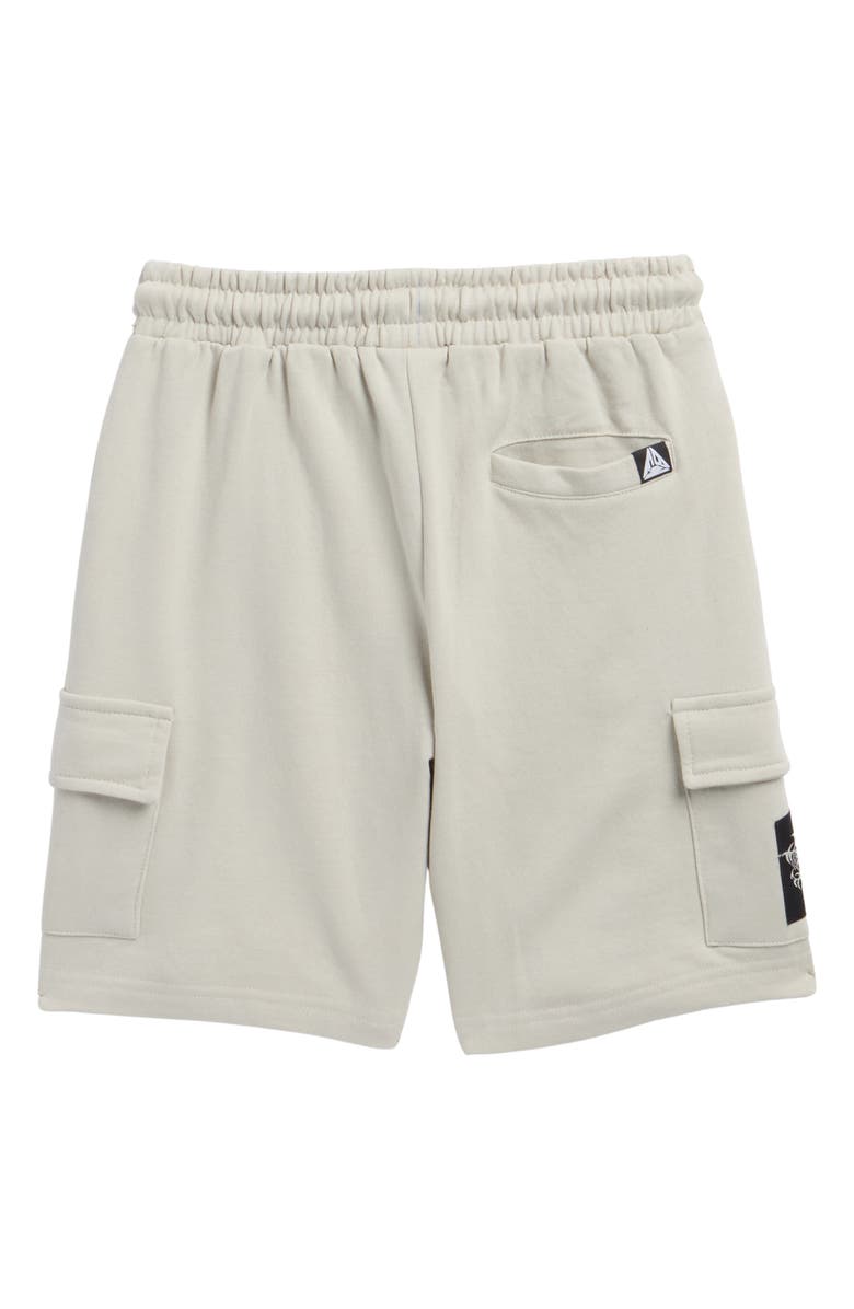 Fly By Night Kids' Gideon Fleece Cargo Shorts, Alternate, color, Oyster Mushroom/ Worldwide