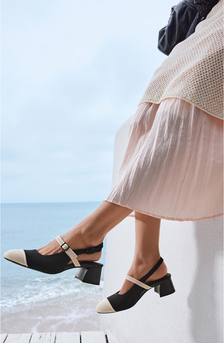 VIVAIA Almond-Toe Slingback Mary-Jane Sandals, Alternate, color, Black Ivory