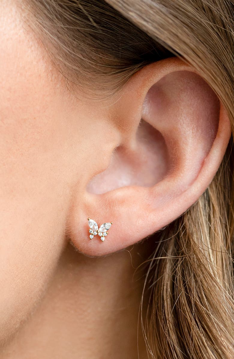 Girls Crew Remember Me Butterfly Stud Earrings, Alternate, color, Gold