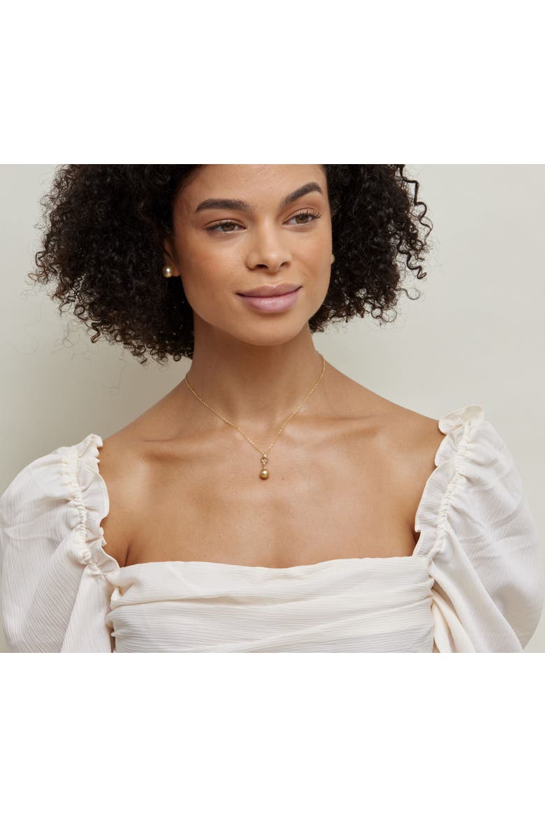 Golden Pearl & Diamond Aria Pendant, Alternate, color, Golden Pearl