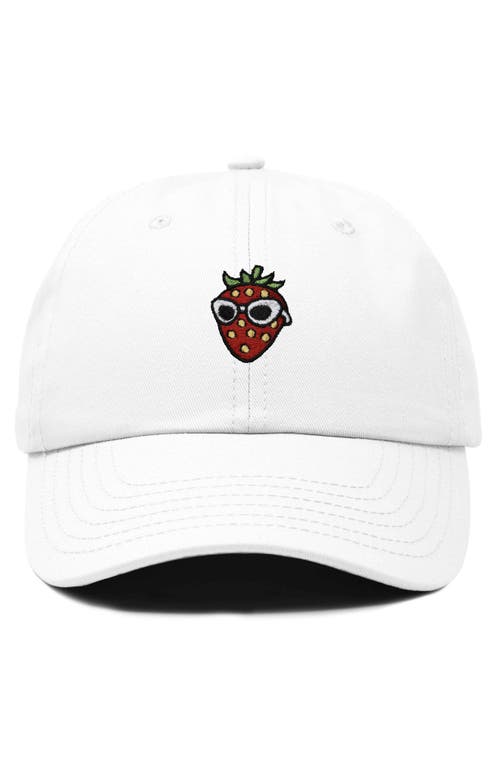 Dalix Strawberry Embroidered Casual Cap In White