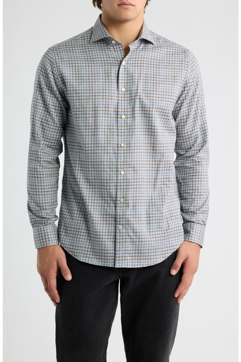 Redwood Plaid Long Sleeve Button-Up Shirt, Main, color, KONA