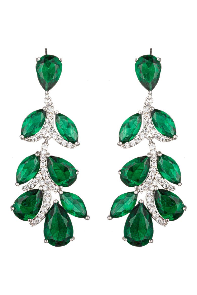 Julie Cubic Zirconia Drop Earrings, Main, color, GREEN