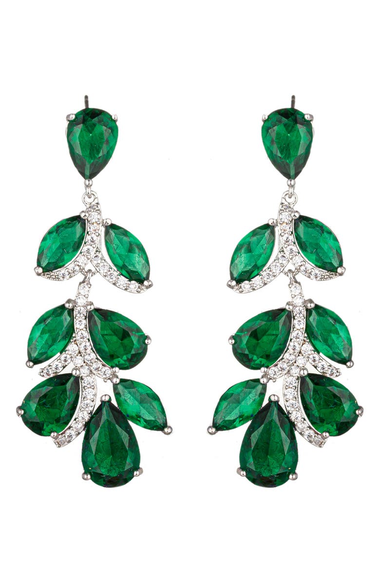 EYE CANDY LOS ANGELES Julie Cubic Zirconia Drop Earrings, Main, color, Green