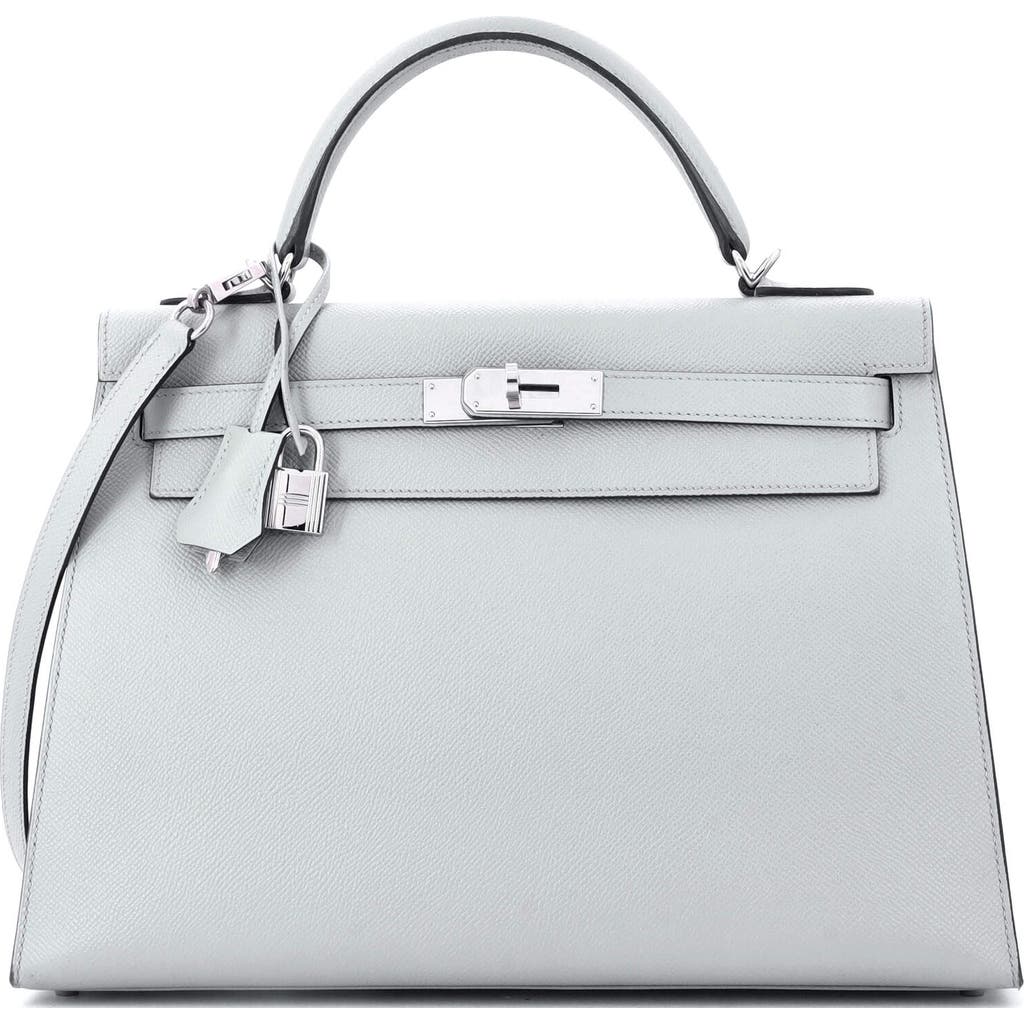 Pre-owned Hermes Hermes Kelly Handbag Blue Epsom With Palladium Hardware 32 In Blue