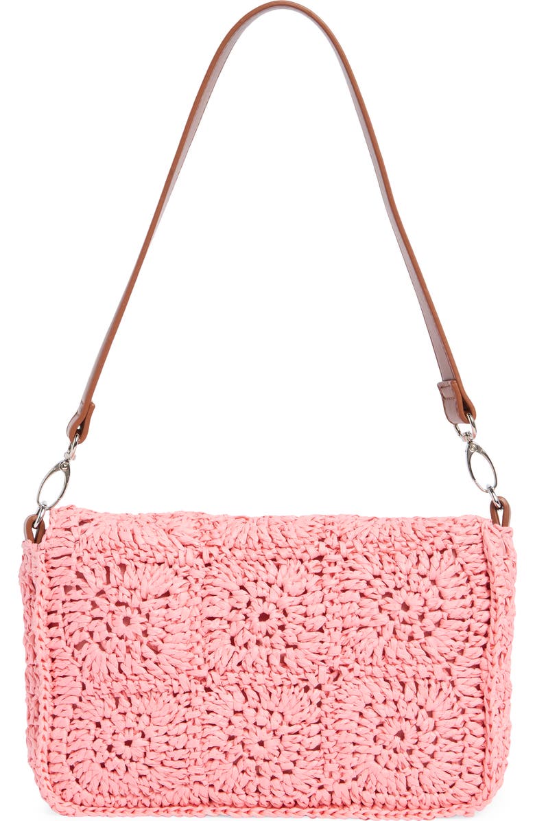 Collection XIIX Crochet Squares Raffia Shoulder Bag, Alternate, color, Peach