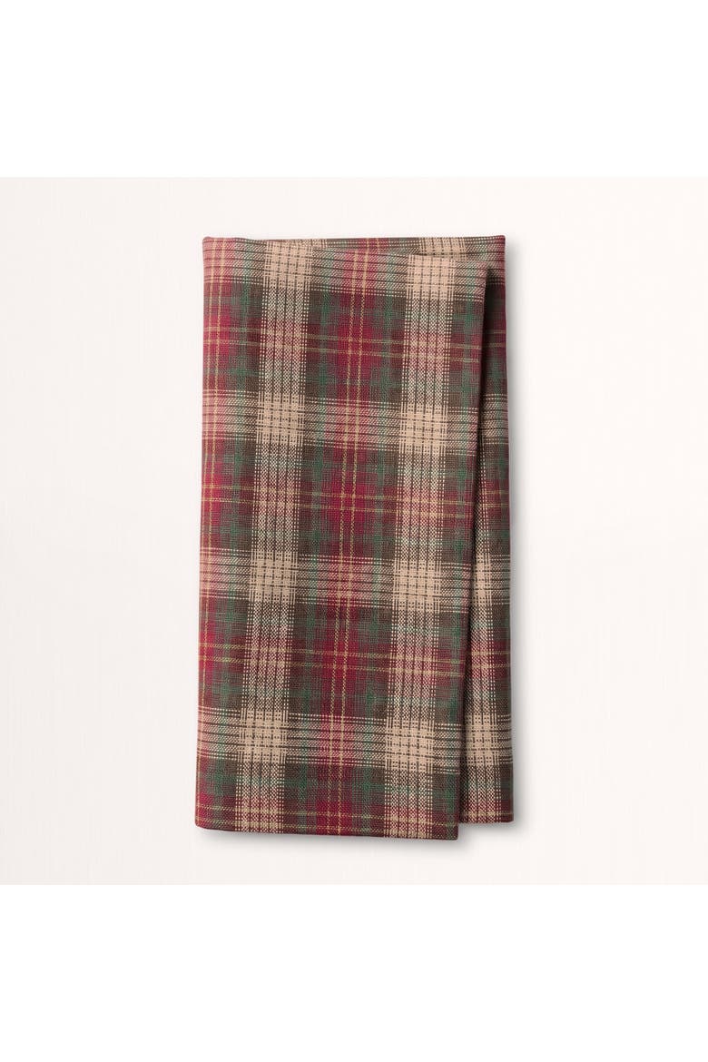 Linen Dinner Napkins Set of 4 - Hunter's Plaid, Alternate, color, Brown
