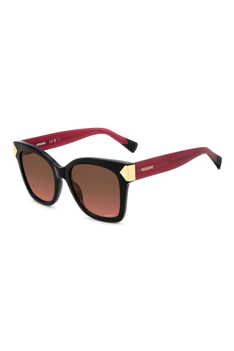 52mm Gradient Square Sunglasses, Alternate, color, BLACK/ BROWN PINK SF